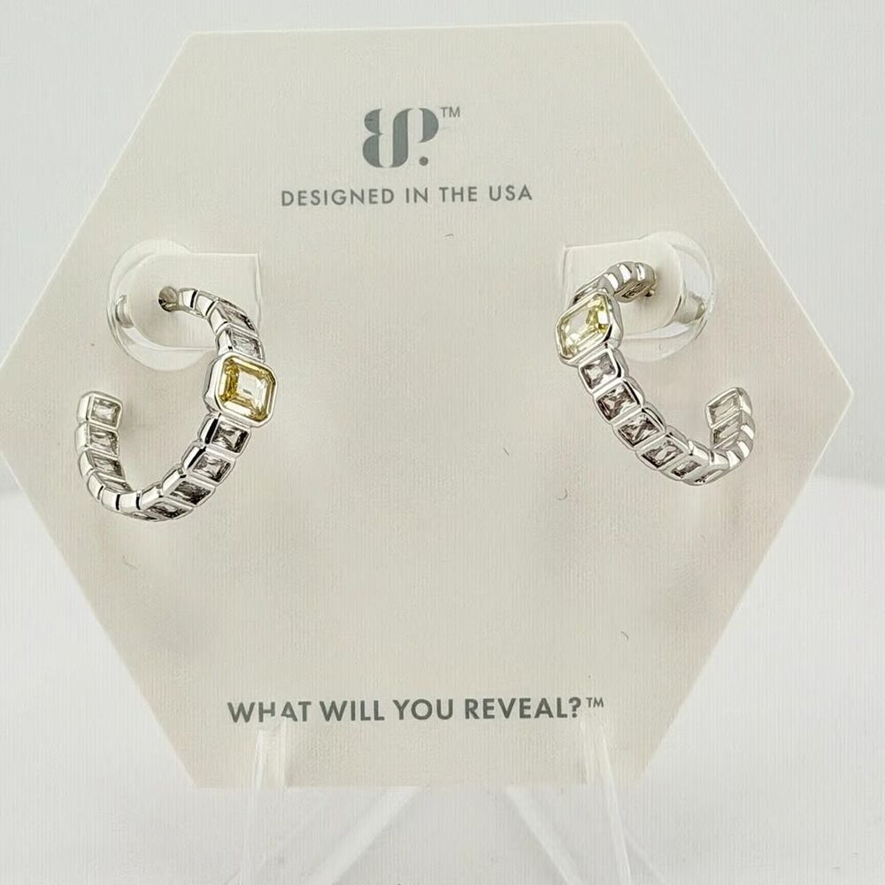 Lemon on Silver  Hoop Earrings